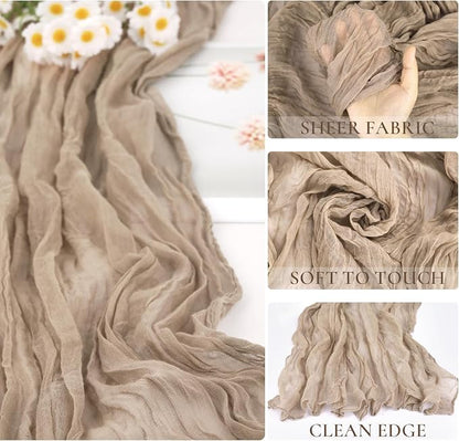 3 Pack Nude Cheesecloth Table Runner, 10ft Light Brown Runner - Image 2