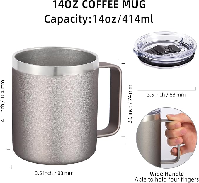 Volhoply 14oz Insulated Stainless Steel Coffee Mug - Image 2