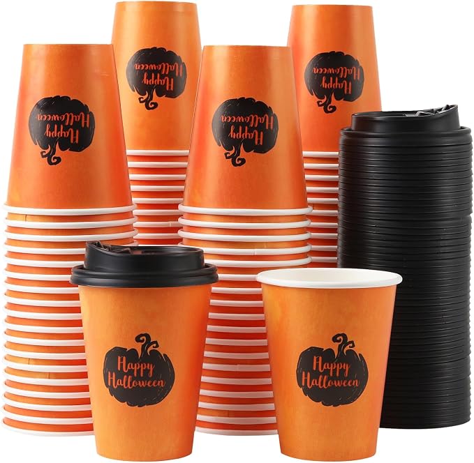 Tamone 100 PACK Halloween Cups 12OZ Disposable Coffee Cups by InjectingCreativityandBeautyintoModernLife