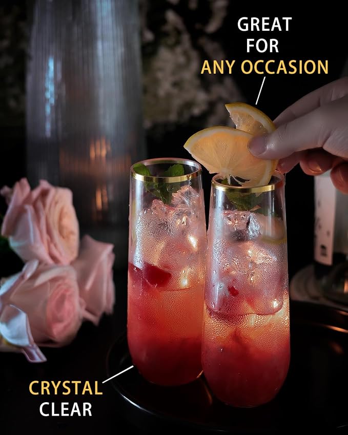 Maaacute 24 Pack Plastic Champagne Flutes, 9 Oz Disposable Mimosa Glasses | - Image 3