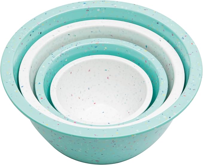 Confetti Melamine Mixing Nesting Bowls Set, 4 Piece 18oz to 4qt Mint | Colorful by bzyoo