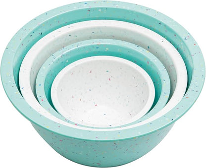 Confetti Melamine Mixing Nesting Bowls Set, 4 Piece 18oz to 4qt Mint | Colorful by bzyoo