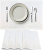 Premium European Cloth Table Linen Placemats - 56% Cotton 44% Linen Fabric, Jacquard Woven Design - For All Occasions or Daily Use - Machine Washable - Carlo Lamperti Italy - White, 20"x14" (Set of 4)