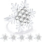 ZeeDix Set of 6 Christmas Snowflake Napkin Rings for Dinning Table Setting- White Rustic Dinner Tables Setting Decoration for Wedding Receptions, Christmas Holiday Party Dinner Parties