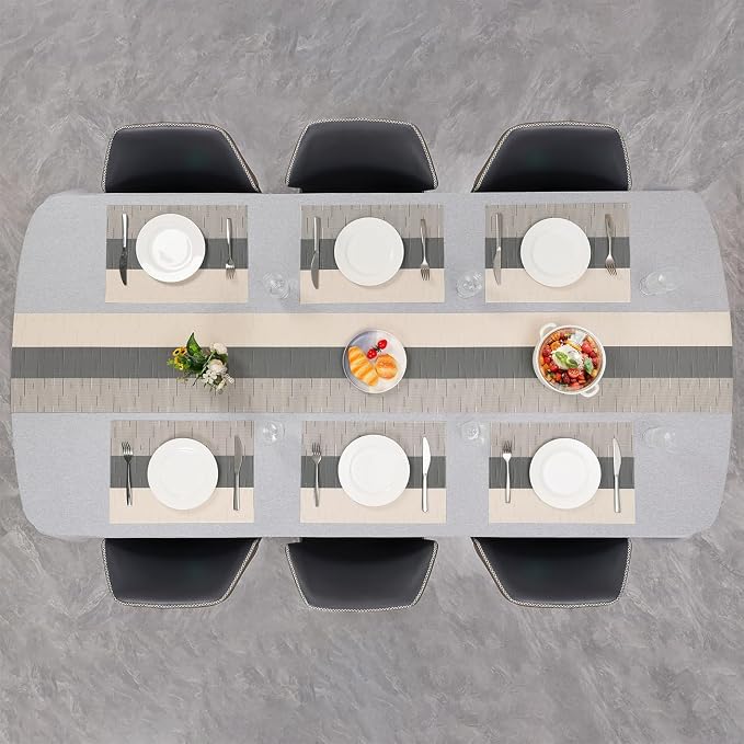 Table Runner 53 Inches Long, Vinyl Woven Farmhouse Table Runners | Washable - Image 8