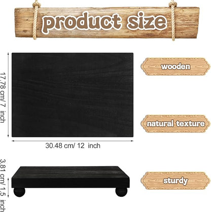 Amyhill Wood Pedestal Stand Kitchen Soap Tray Farmhouse Wooden Riser Stand for Kitchen Bathroom Counter Table Decor Plant Candle Vases Display (Black, 12 x 7 inch)