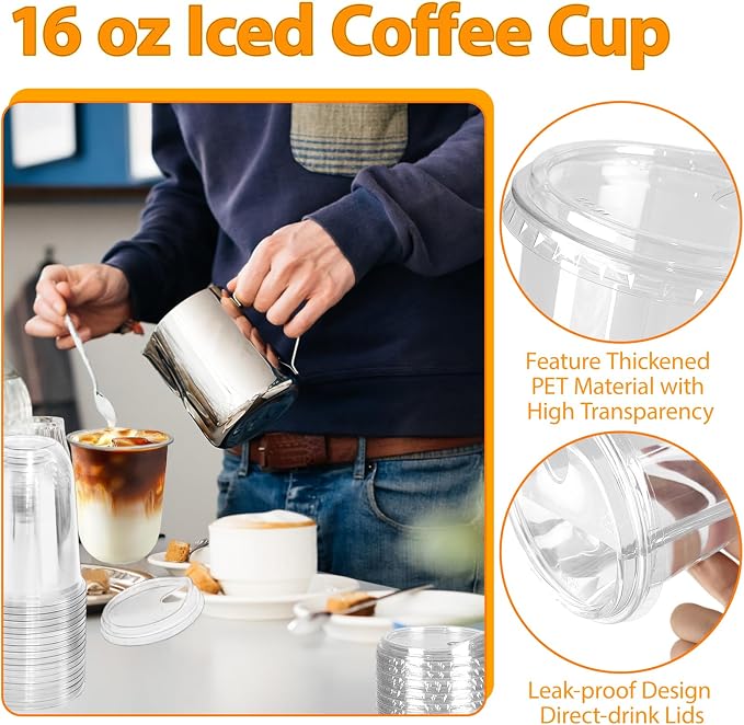 100 Sets 16 oz Clear Plastic Cups - Image 3