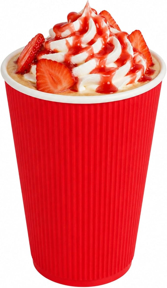 Restaurantware 16 Ounce Ripple Wall Disposable Coffee Cups, 500 Insulated Red by Restaurantware