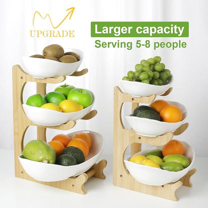 Seven Sparta 3 Tier Fruit Bowl for Kitchen Counter / Ceramic Serving Bowls - Image 3