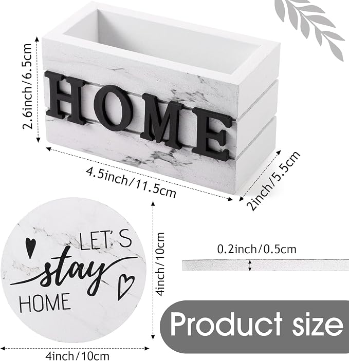 Queekay Coasters Set of 6 House Warming Gifts New Home Wooden Farmhouse Drink - Image 2