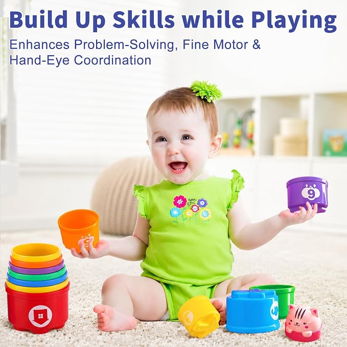 WEEJOYGAM Baby Stacking Cups, Nesting Stacking Toys - Image 2