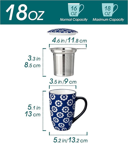 vancasso SELENE Porcelain Tea Mug, 18 oz Porcelain Tea Cup - Image 2