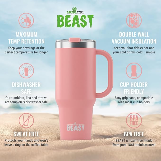 Beast 50 oz Tumbler with Handle Stainless Steel Vacuum Insulated Coffee Ice Cup - Image 6