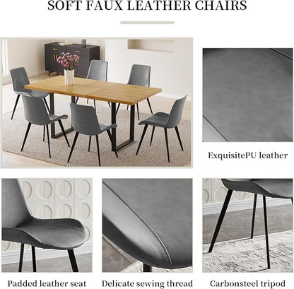 ZckyCine Dining Table Set for 6-8 People Kitchen Dining Room Table Set Extendable Wood Dining Table and 6 Upholstered Chairs, Home Kitchen Furniture