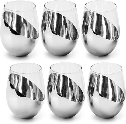 MyGift Modern Stemless Wine Glass Set of 6 by MyGiftHome