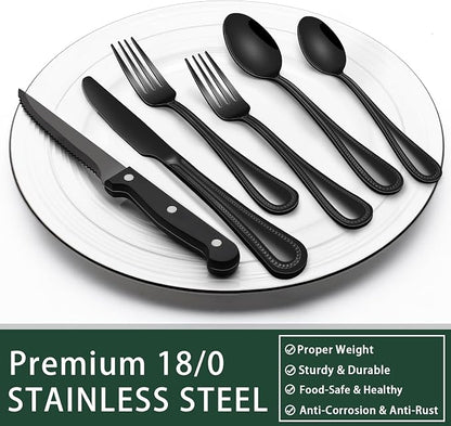 EWFEN 24-Piece Black Silverware Set - Image 5