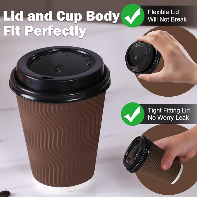 12 oz Insulated Disposable Paper Coffee Cups - Image 4