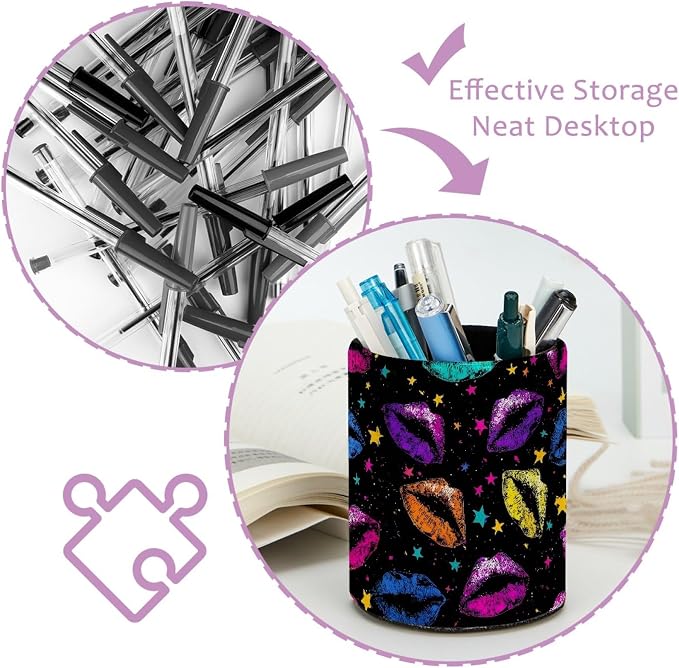 Colorful Lips Leather Pen Holder - Image 4