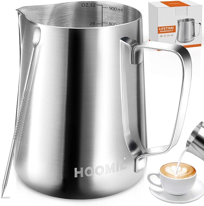 HOOMIL Milk Frothing Pitcher, 12oz/20oz/32oz 304 Stainless Steel | Steaming by HOOMIL