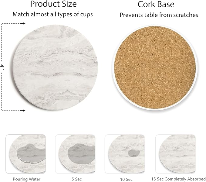 Set of 6 Off White Abstract Onyx Marble Coasters - Image 2