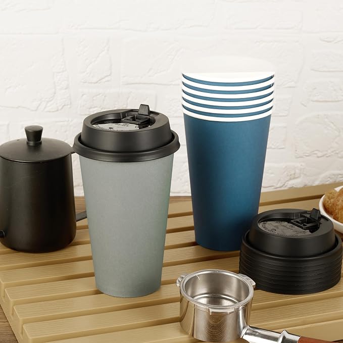 LITOPAK 100 Pack 16 oz Disposable Paper Coffee Cups - Image 4