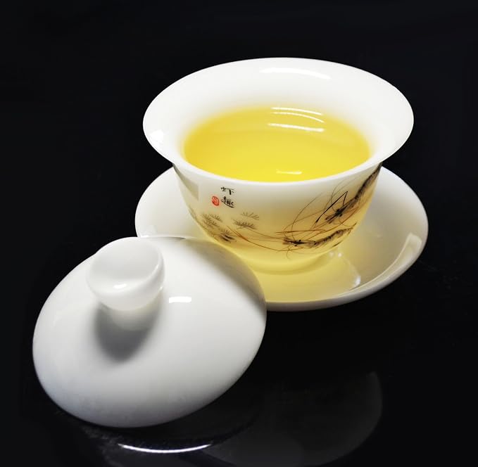 Liang baobao Ice Jade White Porcelain Gaiwan, 5oz Teacup Suet-fat Jade - Image 8