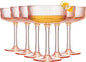 Khen Pink Peach Acrylic Ribbed Coupe Martini Champagne Cocktail Glasses by Khen