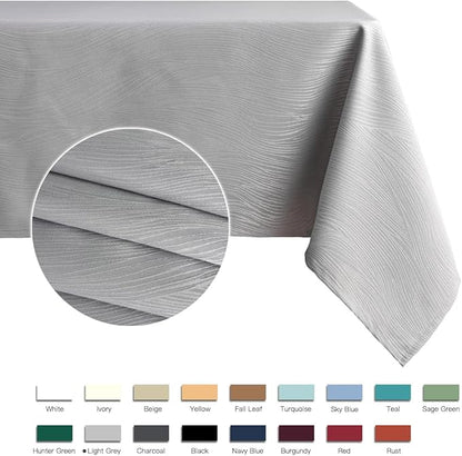 maxmill Jacquard Tablecloth Swirl Design Spillproof Wrinkle Free Heavy Weight Soft Table Cloth Decorative Fabric Table Cover for Outdoor and Indoor Use Square 70 x 70 Inch Light Gray
