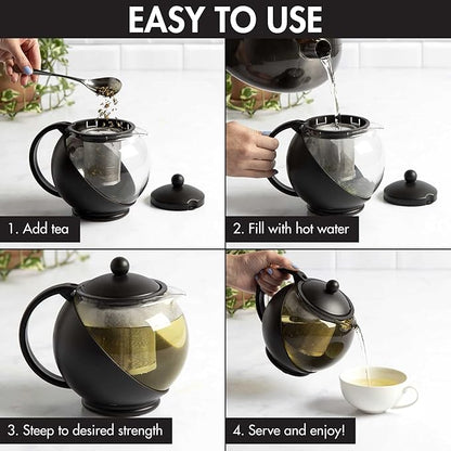 Primula Half Moon Teapot with Removable Infuser, Glass Tea Maker with Reusable - Image 3