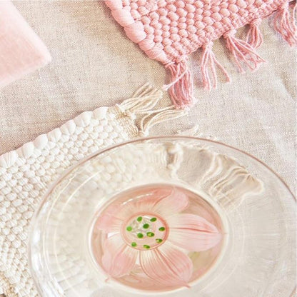 Handcrafted Chindi Rag Rug Coaster – 100% Cotton, Handwoven, Colorful & Eco-Friendly | Boho Style Drink Mat for Home, Kitchen, or Table Décor - Peony
