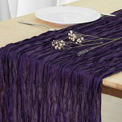 1 Pack Dark Purple Cheesecloth Table Runner 120 Inch Boho Wedding Decor | by Fixwal