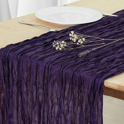 8 Pack Dark Purple Cheesecloth Table Runner 120 Inch Boho Wedding Decor | by Fixwal