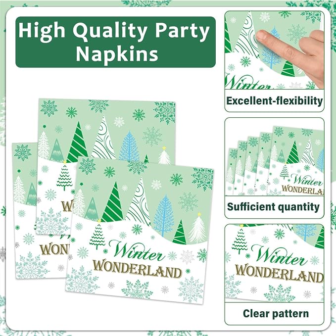 96Pcs Christmas Winter Forest Party Supplies Winter Wonderland Paper Plates and - Image 4