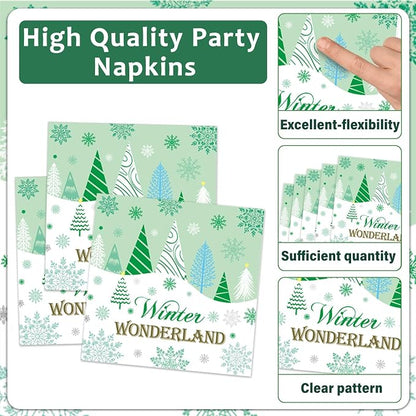 96Pcs Christmas Winter Forest Party Supplies Winter Wonderland Paper Plates and - Image 4
