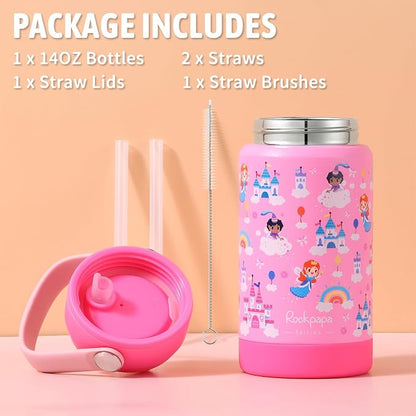 rockpapa 14 oz Kids Insulated Water Bottle，Stainless Steel Toddler Cups - Image 6