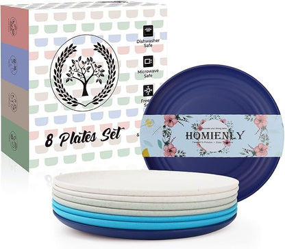 Homienly Wheat Straw Mini Plates | For Dessert, Appetizer, Breakfast & Snacks | Long-lasting Plastic Plates & Salad Plates Collection -8-Pack Small Plate Set -Island Series