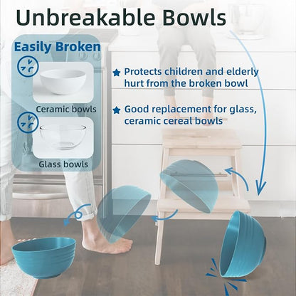 Unbreakable Cereal Bowls 25 OZ Microwave and Dishwasher Safe BPA-Free - Image 5