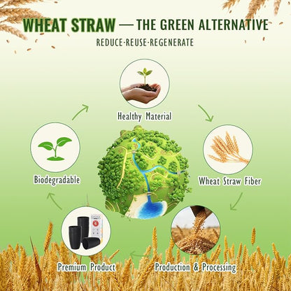 Wheat Straw Drinking Glasses Set of 6, Unbreakable 16 OZ Water Cup - Image 5