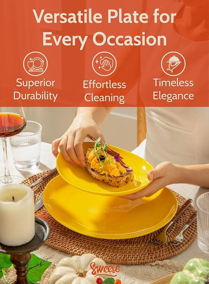 Sweese 7.8 Inch Porcelain Dessert Plates Set of 6 - Dishwasher, Microwave, Oven Safe, Chip-Resistant - Rainbow Palette