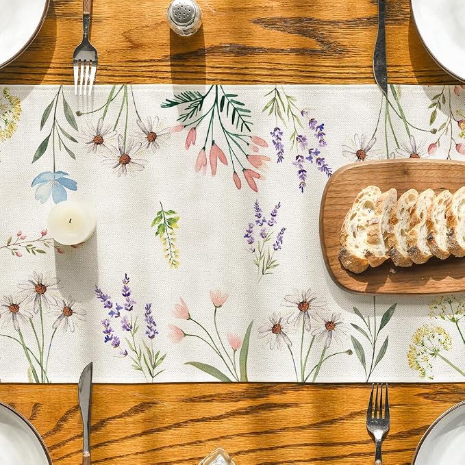Artoid Mode Flowers Spring Table Runner, Seasonal Summer Fall Kitchen Dining - Image 7