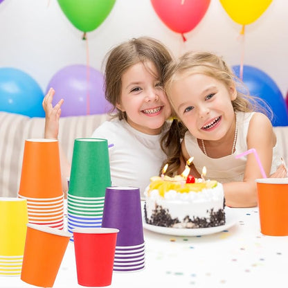 120-Pack 9 oz Rainbow paper cups, Disposable Colorful Paper Cups, Suitable - Image 4