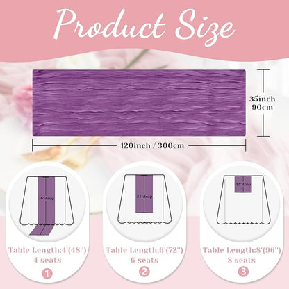 Purple Table Runner, 10 Ft 120 in Cheesecloth Table Runner, Rustic Table Runners for Wedding, Party, Bridal Shower, Spring Table Runners for Halloween Mardi Gras
