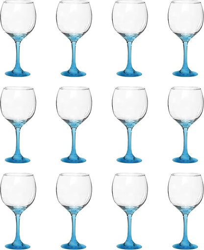 DISCOUNT PROMOS Premiere Wedding Wine Glasses 20.5 oz. Set of 12, Bulk Pack - Restaurant Glassware, Perfect for Red Wine or White Wine - Blue