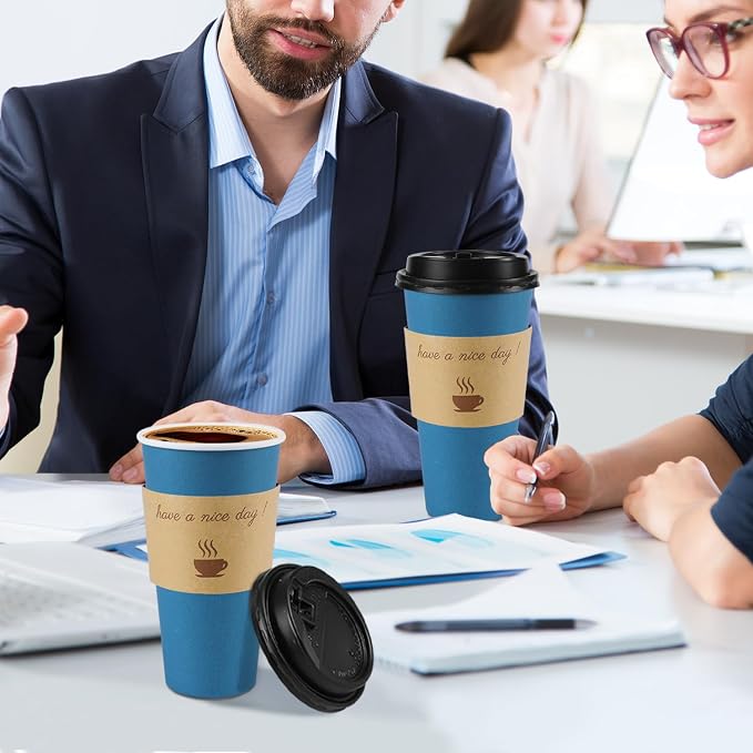 Clawsoff 50 Pack 20 oz Disposable Paper Coffee Cups - Image 6