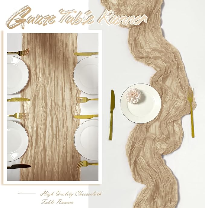 30 Pack Beige Cheesecloth Table Runner 17 x 108 inch Cheese Cloth Table Runners - Image 6