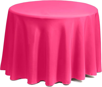 Gee Di Moda Round Tablecloth - 132 Inch Fuchsia Round Table Cloth for 72 to 96 Inch Round Tables - Heavy Duty Washable Fabric - for Buffet Table, Holiday Party, Dinner, Wedding & Baby Shower