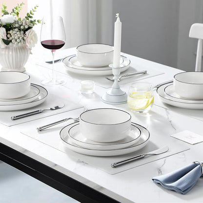 MALACASA 18 Pcs Porcelain Plates and Bowls Sets, Dinnerware Set - Image 8