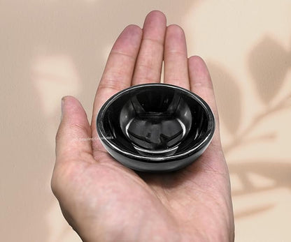 Black Obsidian Crystal Bowl - 2 Inch Decorative Bowls for Room and Home Decor - Gemstone Healing Crystals for Elegant Display, Positive Energy Balance and Gift