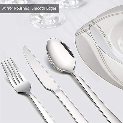 40-Piece Silverware Set, E-far Stainless Steel Flatware Set Service - Image 3