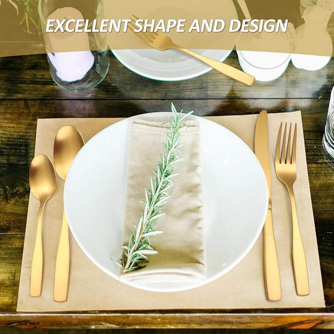 Gold Matte Silverware Set Service - Image 6